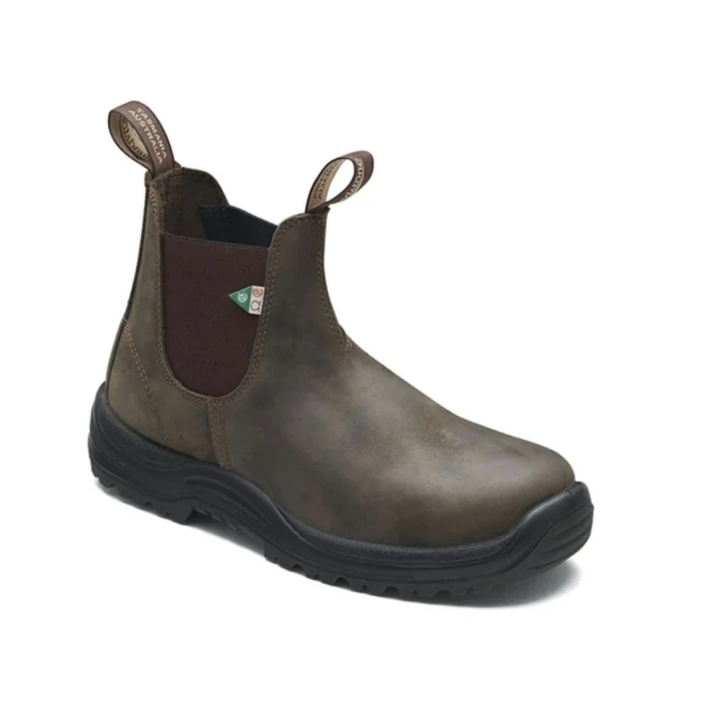 Blundstone180WaxyRusticBrownUnisexSlip-onSteelToeWorkSafetyBoot